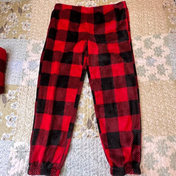 Joyspun Women's Plush Hoodie and Joggers Pajama Set 2-Piece XL Fleece Red/Black - Picture 10 of 16